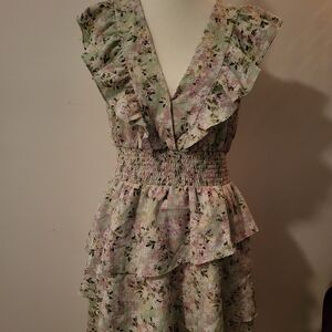 Bcbg- Floral Ruffle Dress